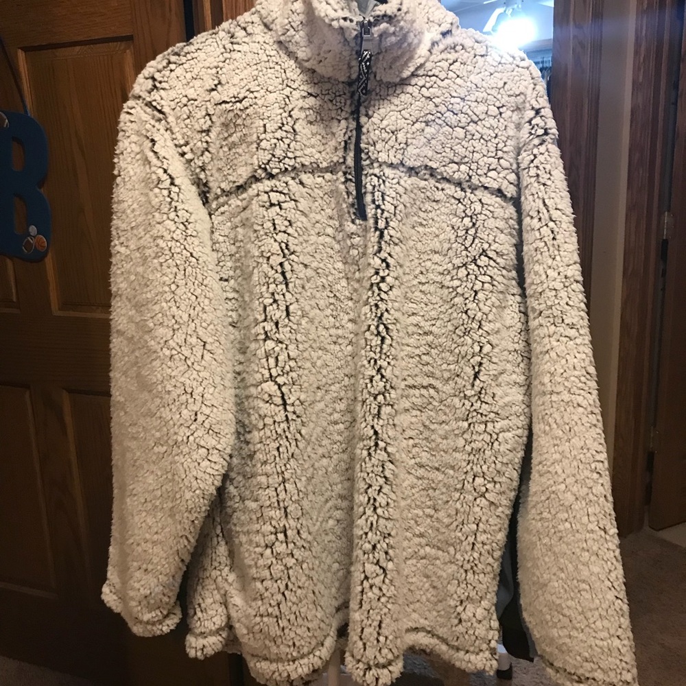 Fluffy fleece 1/4 zip jacket